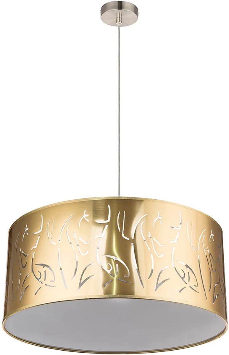 Hanglamp hanglamp hanglamp woonkamer, 3 vlammen nikkel mat decoratieve stansingen1x 3x E27 fitting, DxH 53x140cm de Globo en Or – photo produit