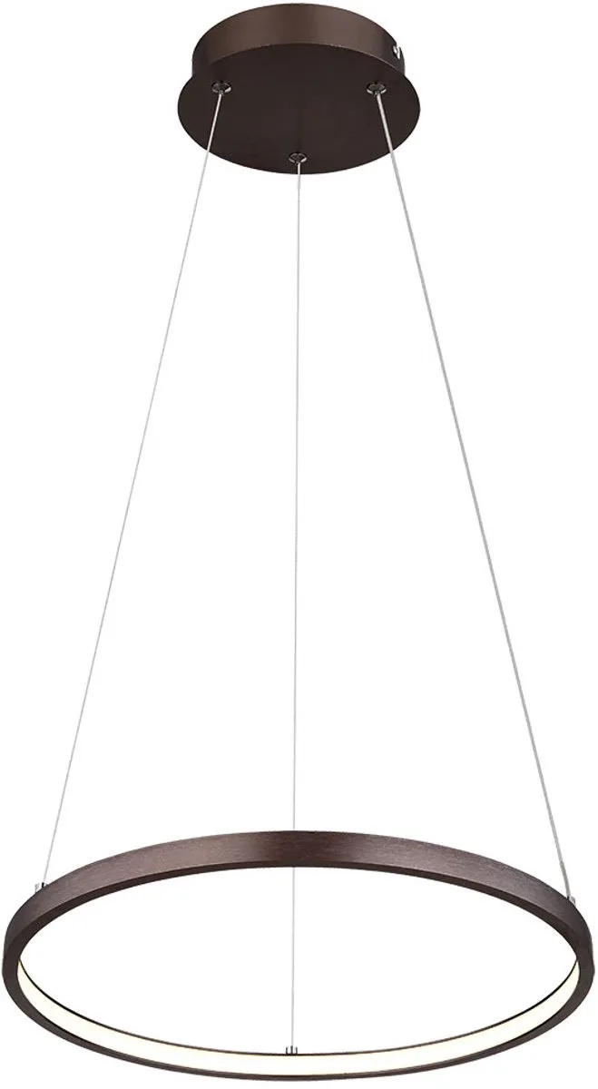 Hanglamp Hanglamp Plafondlamp Eetkamerlamp Woonkamerlamp, metaal koffiekleurig kunststof opaal, in hoogte verstelbaar, 1x LED 19W 980Lm 3000K warm wit, H 120 cm de Globo en Marron – photo produit