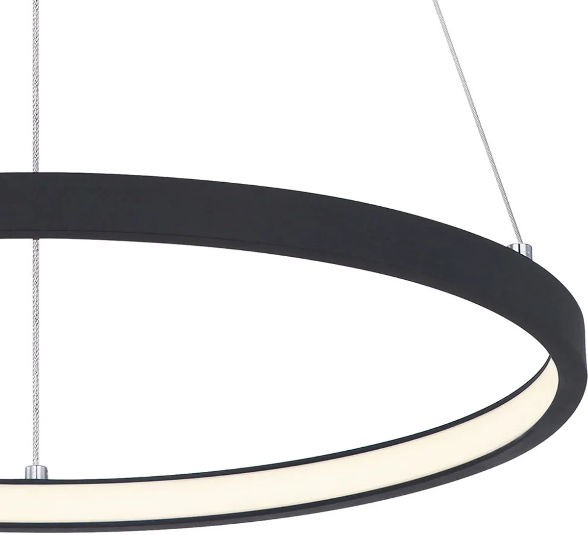 Hanglamp Hanglamp ring ronde LED lampen woonkamer opknoping modern, gemaakt van metaal in mat opaal, 1x LED 19W 800Lm warm wit, DxH 38,5x120 cm von Globo in Schwarz – Produktfoto