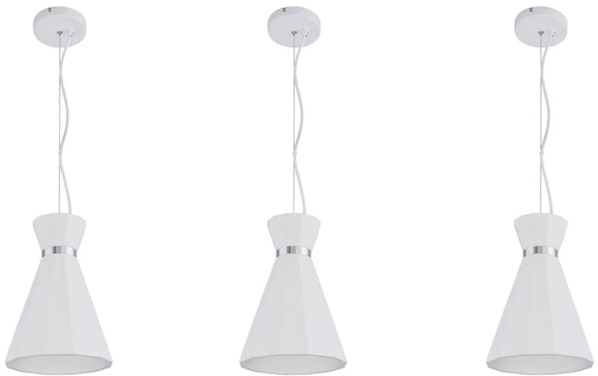 Hanglamp hanglamp woonkamer hanglamp gips kegel licht, metalen chromen ring, 1x E27 fitting, DxH 20x177,5 cm, set van 3 by Globo in White – product photo