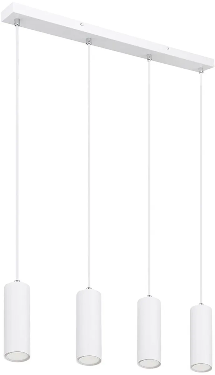 Hanglamp hanglamp woonkamerlamp 4-lichts plafondlamp hangend, metaal, 4x GU10 fitting, LxBxH 65x6x120 cm von Globo in Weiß – Produktfoto