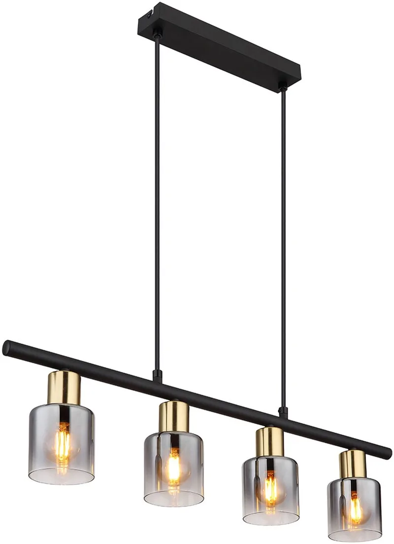 hanglamp - Hollsy - metaal - grote eettafellamp - E14 - 54310-4H by Globo in Black – product photo