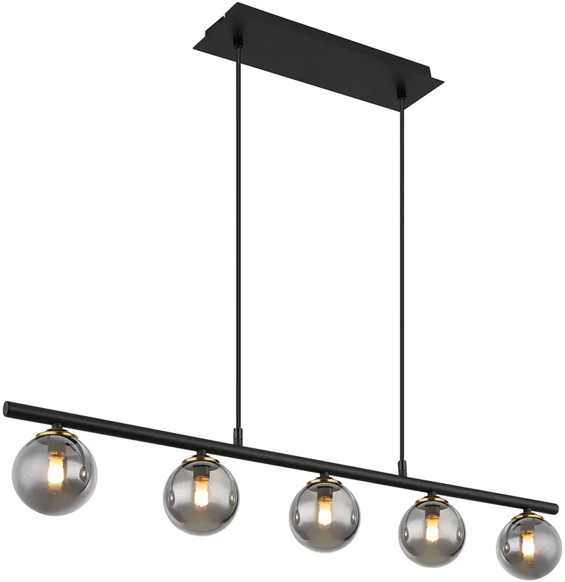 hanglamp - Jorge - glas metaal smoke glas - grote eettafellamp - G9 - 56136-5H von Globo in Schwarz – Produktfoto