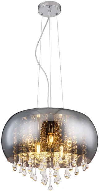 Hanglamp - Kalla - metaal smoke glas - Ø 44cm - E14 - 15809H1 fra Globo i Krom – produktbillede 1 af 3