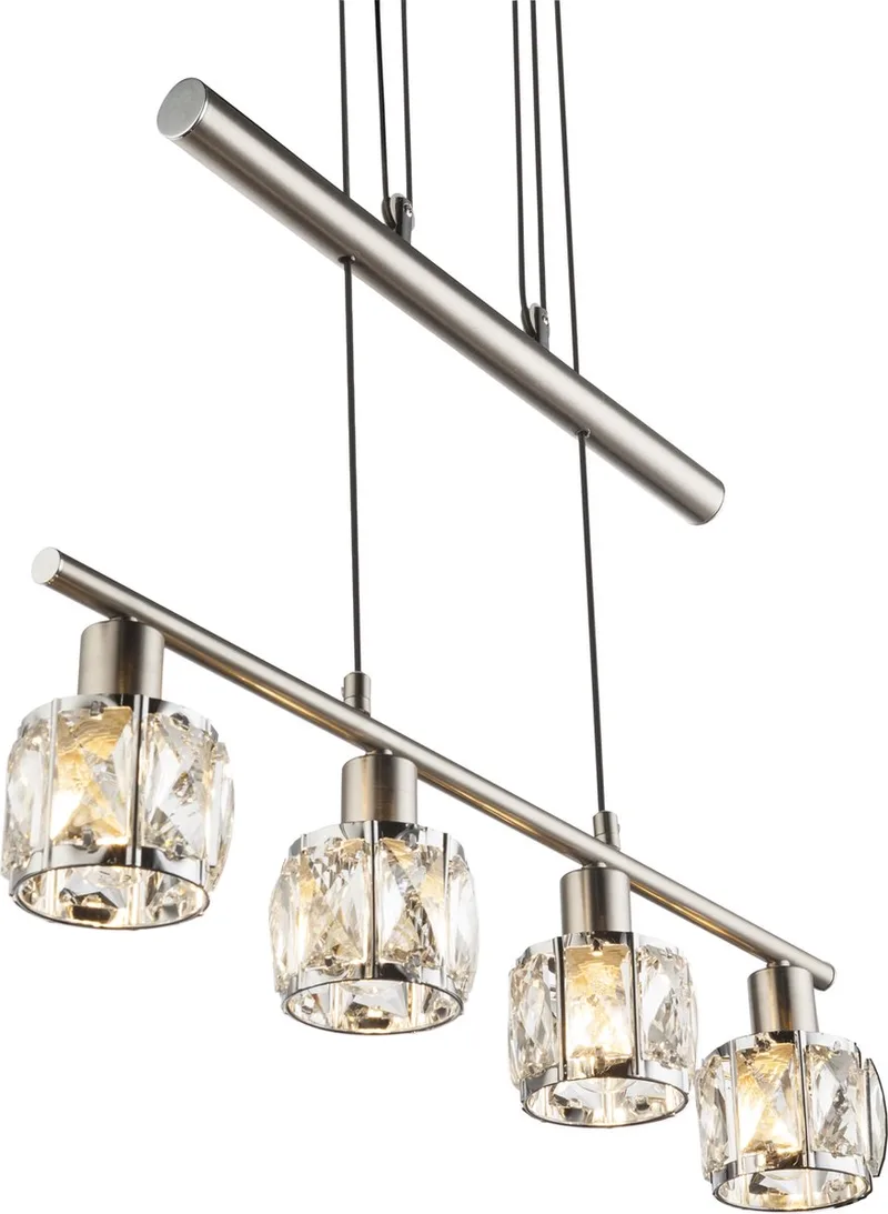 hanglamp - Kris - metaal - grote eettafellamp - E14 - 54356-4Z de Globo en Nikkel – photo produit