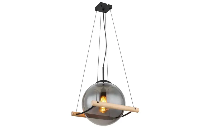 hanglamp - Leona - glas smoke glas - kleurglas-lamp - E27 - 15883H de Globo en Noir – photo produit 3 sur 3