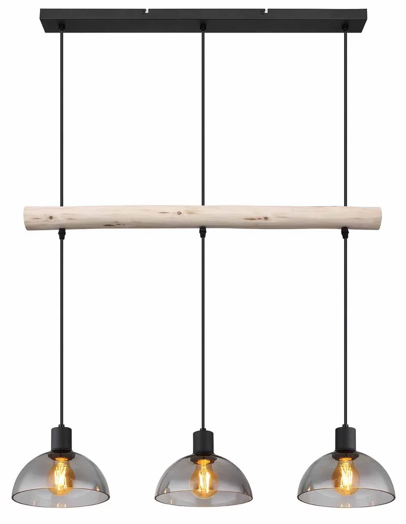 hanglamp - Lindi - metaal - grote eettafellamp - E27 - 15535-3H van Globo in Zwart – productfoto