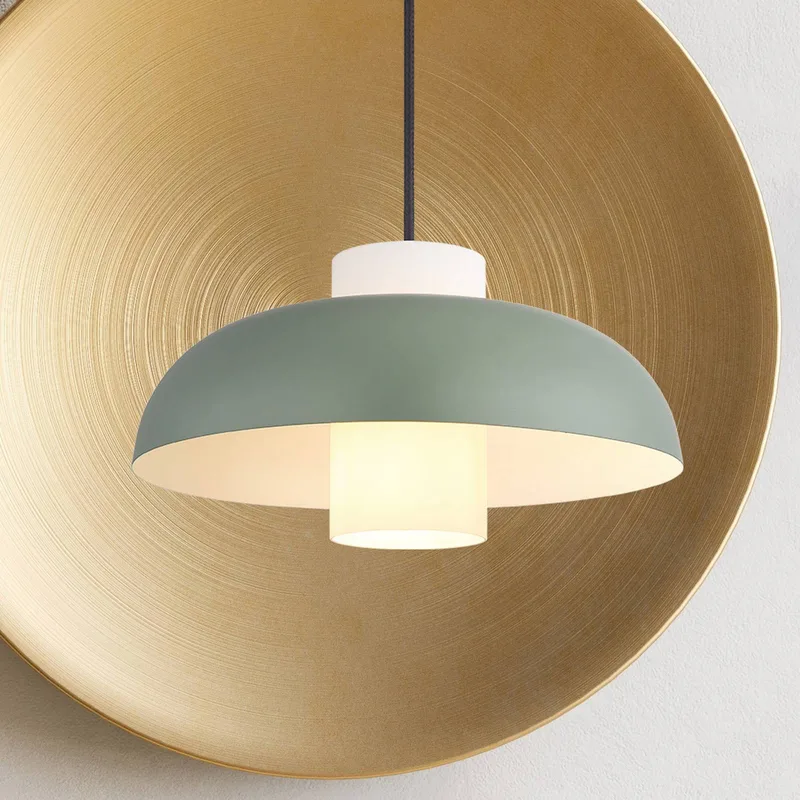 Hanglamp Lowe, mat groen, Ø 38 cm, metaal fra Globo i Groen mat, Opaal – produktbillede