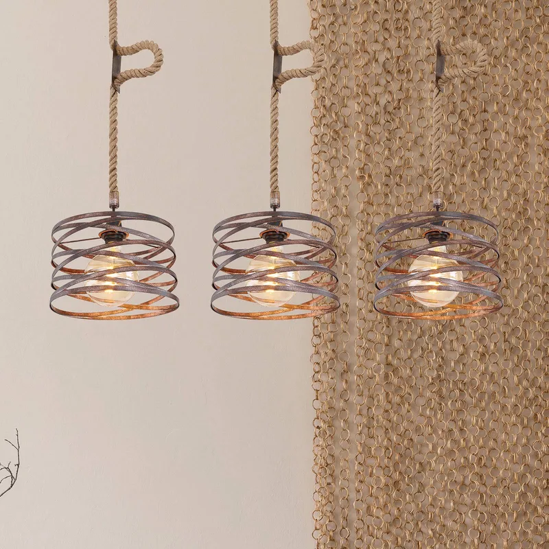 Hanglamp Marco, 3-lamp van Globo in Zwart, Roest, Lichtbruin – productfoto