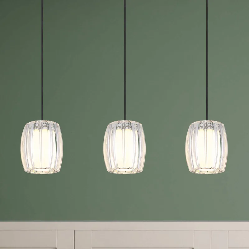 Hanglamp Maribel, lengte 86 cm, chroom/transparant, kunststof, 3-lamps de Globo en Chrome, Helder, Opaal – photo produit