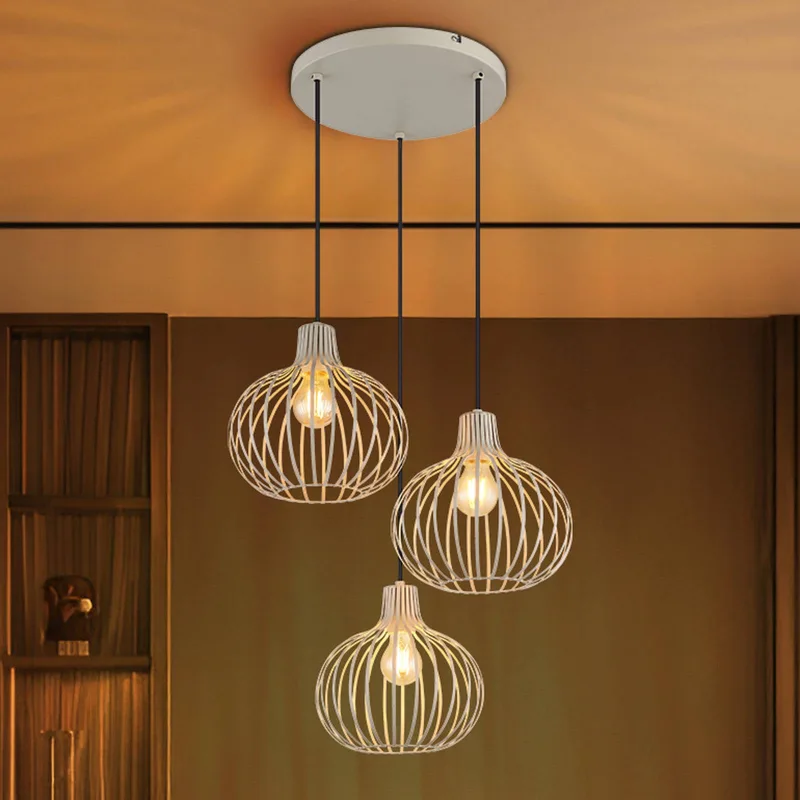 Hanglamp Mateo, 3-lamps, crèmekleurig, metaal, Ø 50 cm de Globo en Zandkleurig, Crème – photo produit