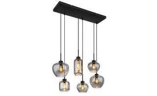 hanglamp - Matt - glas smoke glas - grote eettafellamp - E27 - 15549-6SH de Globo en Noir – photo produit 3 sur 3