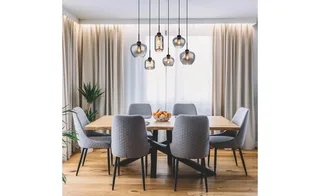 hanglamp - Matt - glas smoke glas - grote eettafellamp - E27 - 15549-6SH de Globo en Noir – photo produit 2 sur 3