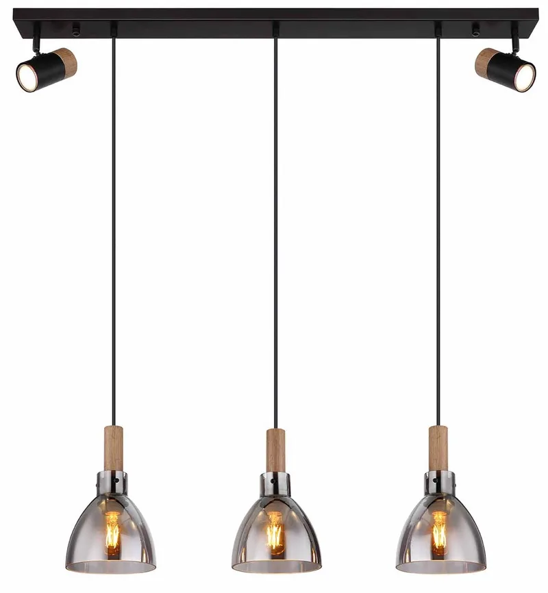 hanglamp - Mattea - metaal - grote eettafellamp - LED_E27 - 15550-3H by Globo in Black – product photo 1 of 3