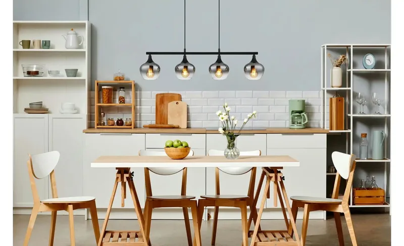 hanglamp - MAXY - glas - grote eettafellamp - E27 - 15548-4H1 fra Globo i Sort – produktbillede 3 af 3
