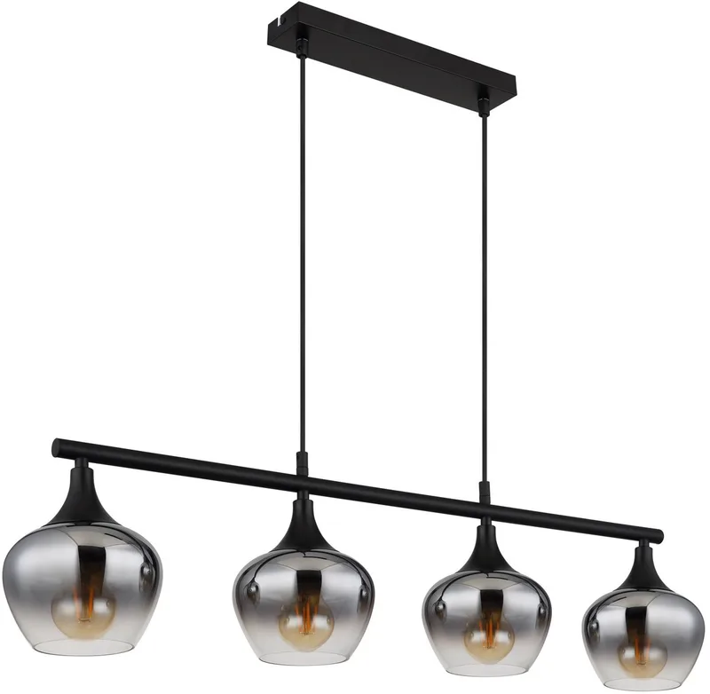 hanglamp - MAXY - glas - grote eettafellamp - E27 - 15548-4H1 fra Globo i Sort – produktbillede 1 af 3