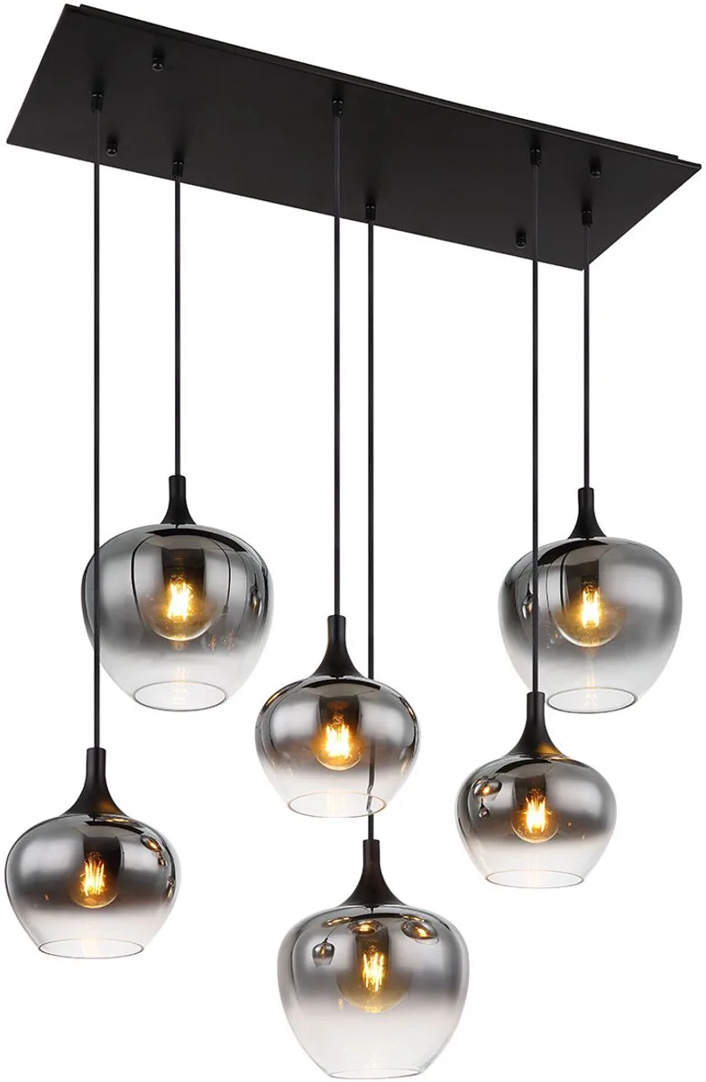 hanglamp - Maxy - glas smoke glas - grote eettafellamp - E27 - 15548-6H de Globo en Noir – photo produit