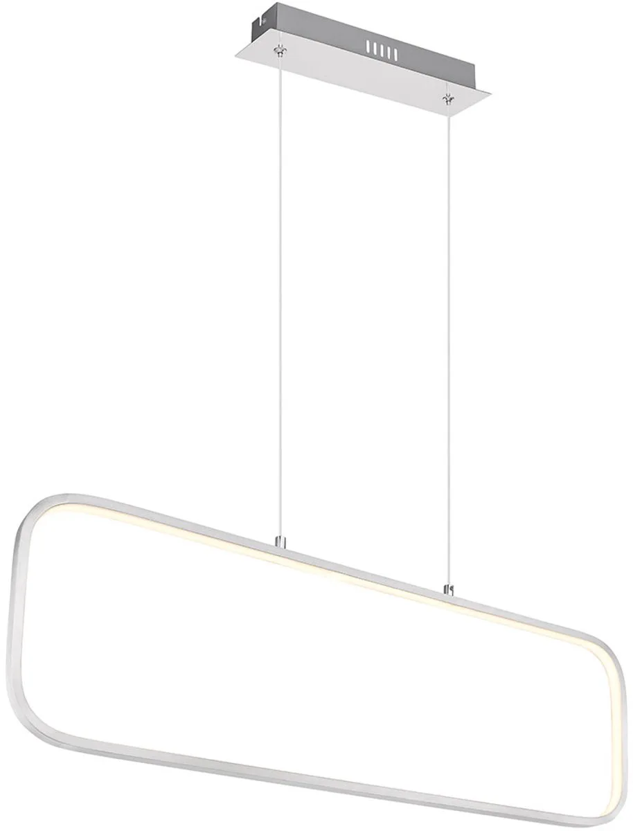 Hanglamp moderne slaapkamerlamp hanglamp opaal, LED frame rechthoek, metaal mat, LED 24W 1400lm 3000K warm wit, LxBxH 80x10x120 cm fra Globo i Sølv – produktbillede