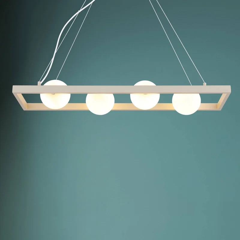 Hanglamp Nanda, zand/opaal, glas, 84 cm lang, G9 by Globo in Zand, Opaalwit – product photo