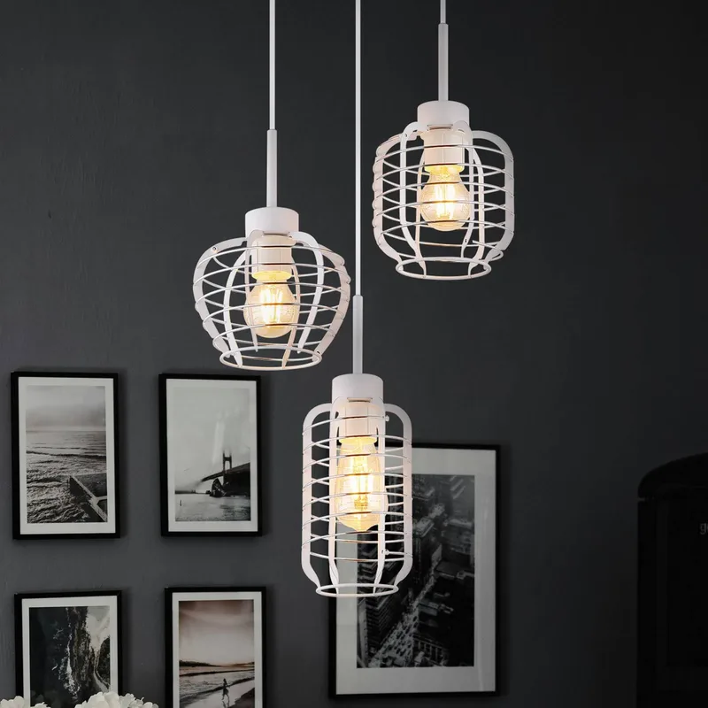 Hanglamp Nesa, Ø 37 cm, wit/chroom, metaal, 3-lamps de Globo en Blanc, Chrome – photo produit