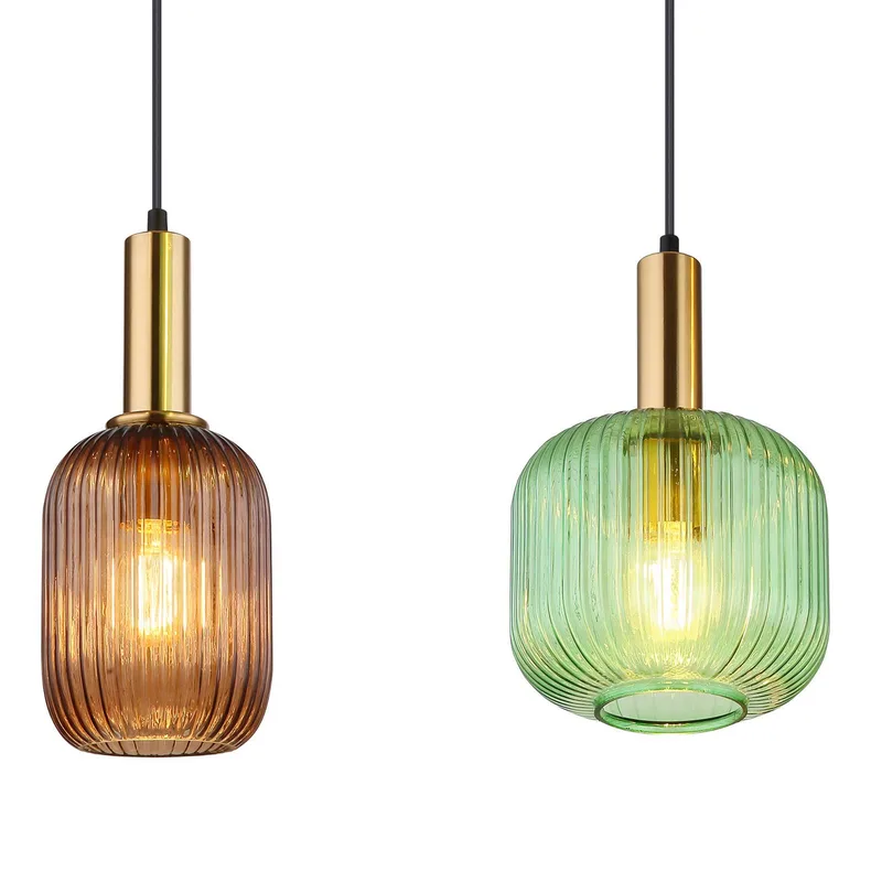 Hanglamp Normy, lengte 115 cm, gekleurd, glas, 4-lamps. de Globo en Laiton, Gekleurd – photo produit