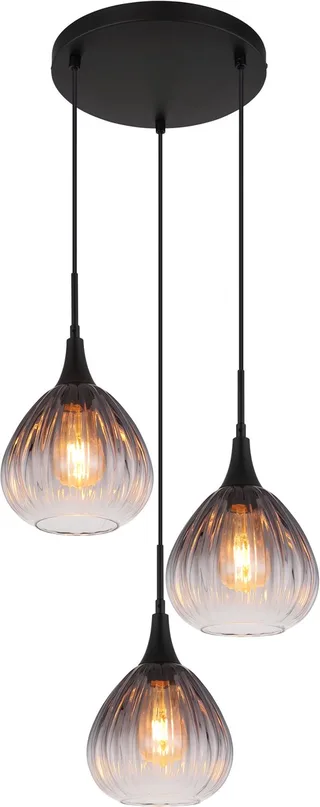 hanglamp - OLSEN - glas - Ø 44cm - E27 - 15887-3H de Globo en Noir – photo produit 1 sur 3