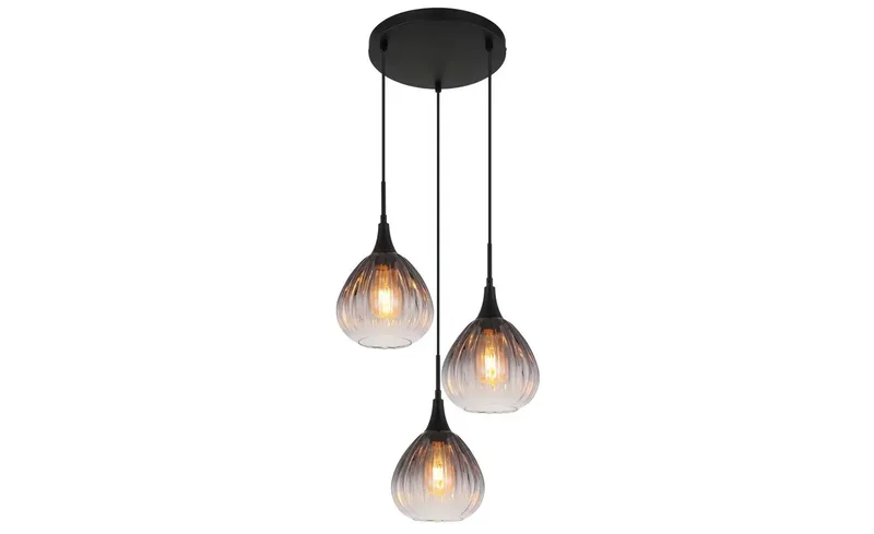hanglamp - OLSEN - glas - Ø 44cm - E27 - 15887-3H de Globo en Noir – photo produit 3 sur 3