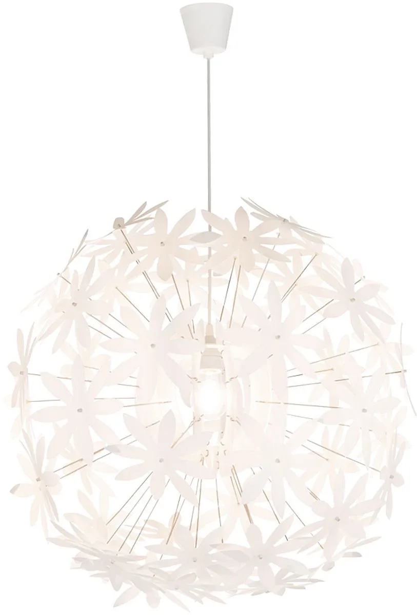 Hanglamp Pendel eettafellamp Woonkamerlamp voor insteek in bloemvorm, kunststof, 1x E27, DxH 60x150 cm von Globo in Weiß – Produktfoto