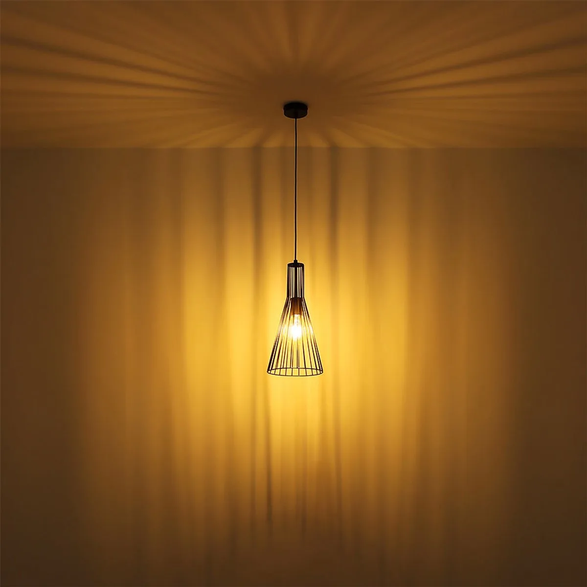 Hanglamp Pendel plafondlamp Eetkamerlamp Keukenlamp, metaal antiek messing, E27, H 120 cm de Globo en Noir – photo produit
