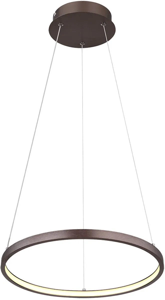 Hanglamp Pendelplafondlamp Eetkamerlamp Woonkamerlamp, metaal koffiekleurig kunststof opaal, in hoogte verstelbaar, 1x LED 19W 980Lm 3000K warm wit, H 120 cm von Globo in Braun – Produktfoto