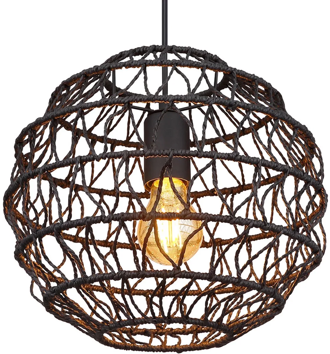 Hanglamp Plafondlamp Woonkamerlamp Eetkamerlamp, metaal papier, 1x E27, H 120 cm de Globo en Noir – photo produit