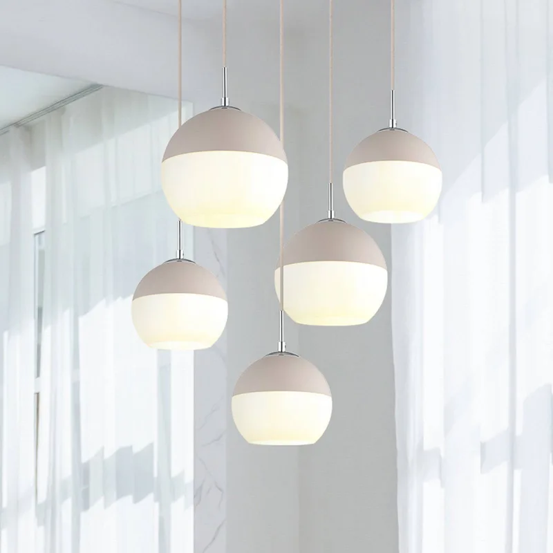Hanglamp Ragusa, Ø 75 cm, zandkleur/chroom, metaal, 5-lamps de Globo en Zand, Blanc – photo produit