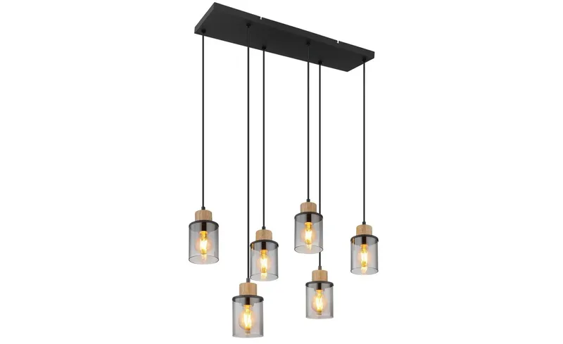 hanglamp - Reid - glas - grote eettafellamp - E27 - 15707-6H fra Globo i Sort – produktbillede 2 af 3