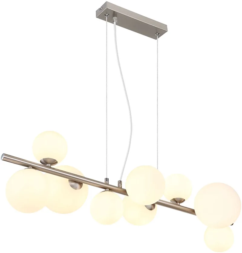 hanglamp - Riha - glas metaal - grote eettafellamp - G9 - 56140-9H fra Globo i Nikkel – produktbillede 1 af 2