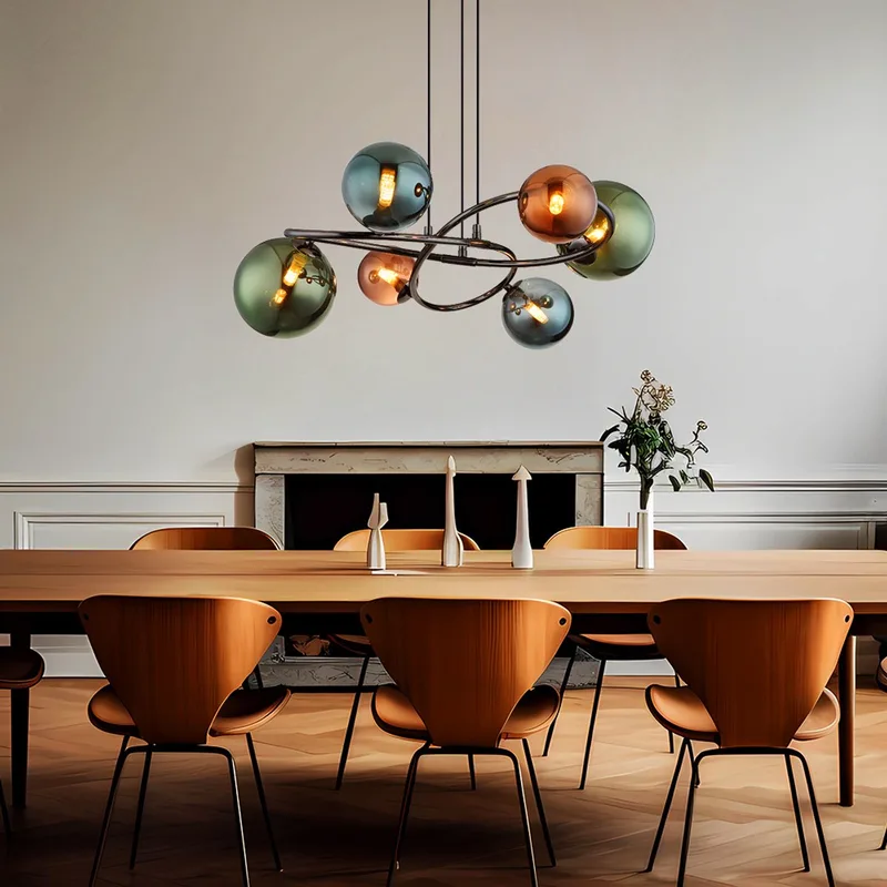 hanglamp - RIHA - glas - Ø 65cm - G9 - 56142-6H de Globo en Multicolore – photo produit