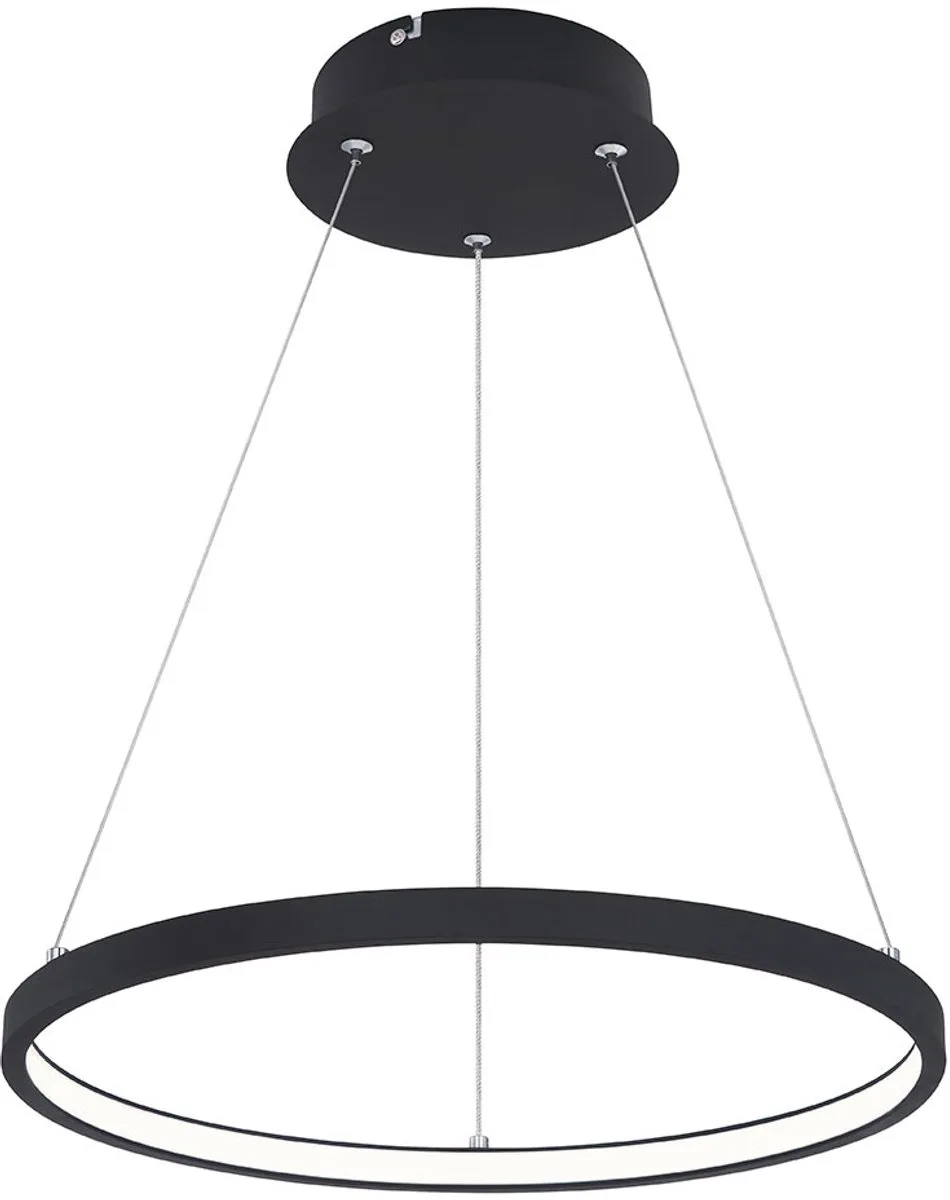 Hanglamp ring hanglamp ronde LED lampen woonkamer hangend modern, gemaakt van metaal in mat opaal, 1x LED 19W 800Lm warm wit, DxH 38,5x120 cm fra Globo i Sort – produktbillede