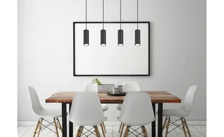 hanglamp - Robby - metaal - grote eettafellamp - GU10 - 57911-4HB van Globo in Zwart – productfoto 2 van 3