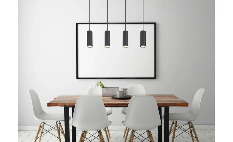 hanglamp - Robby - metaal - grote eettafellamp - GU10 - 57911-4HB van Globo in Zwart – productfoto 2 van 3