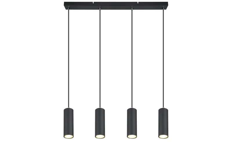 hanglamp - Robby - metaal - grote eettafellamp - GU10 - 57911-4HB van Globo in Zwart – productfoto 3 van 3