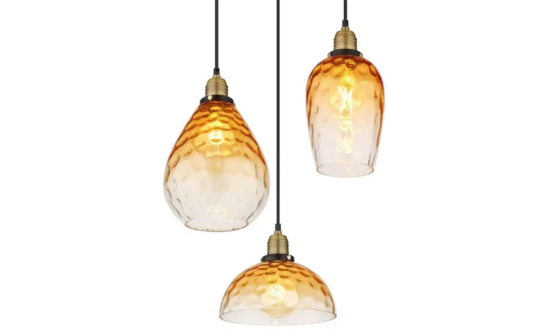 hanglamp - Salvy - glas - Ø 46cm - E27 - 15786-3H1 de Globo en Amberkleurig – photo produit 2 sur 3