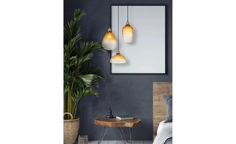 hanglamp - Salvy - glas - Ø 46cm - E27 - 15786-3H1 de Globo en Amberkleurig – photo produit 3 sur 3