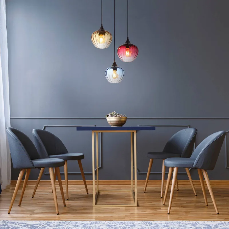 Hanglamp Sander, Ø 45 cm, bont, glas, 3-lamps. de Globo en Bleu, Rouge, Amber, Noir – photo produit