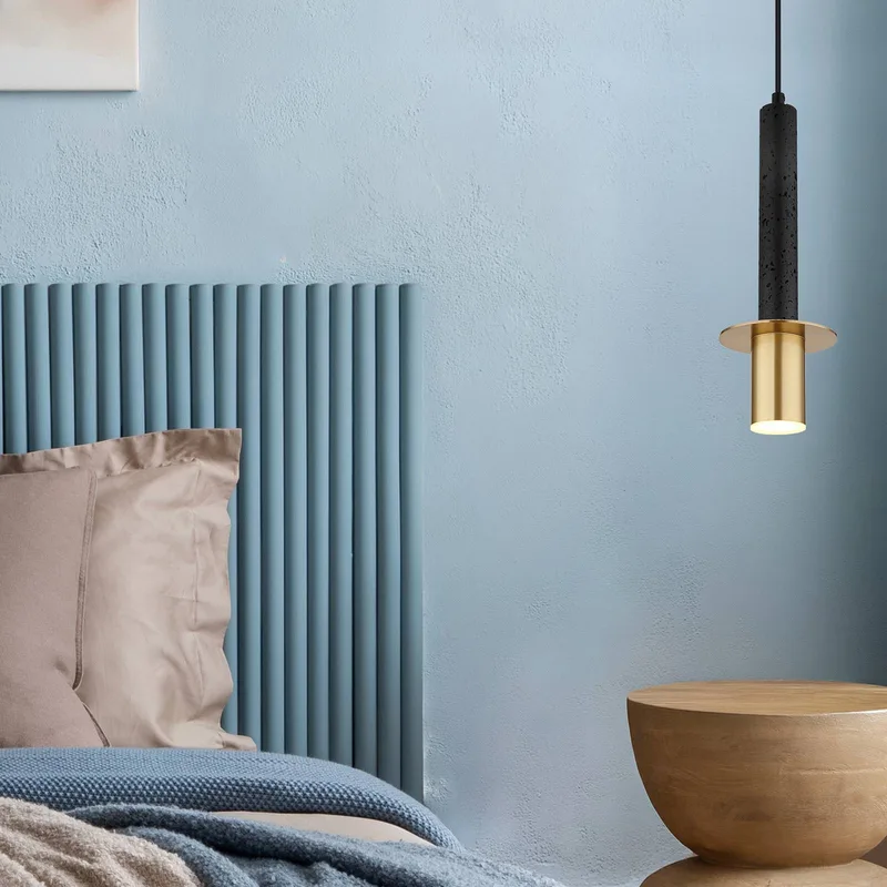 Hanglamp Shanna Ø 12 cm, zwart/messing, steen/metaal von Globo in Schwarz, Messing – Produktfoto