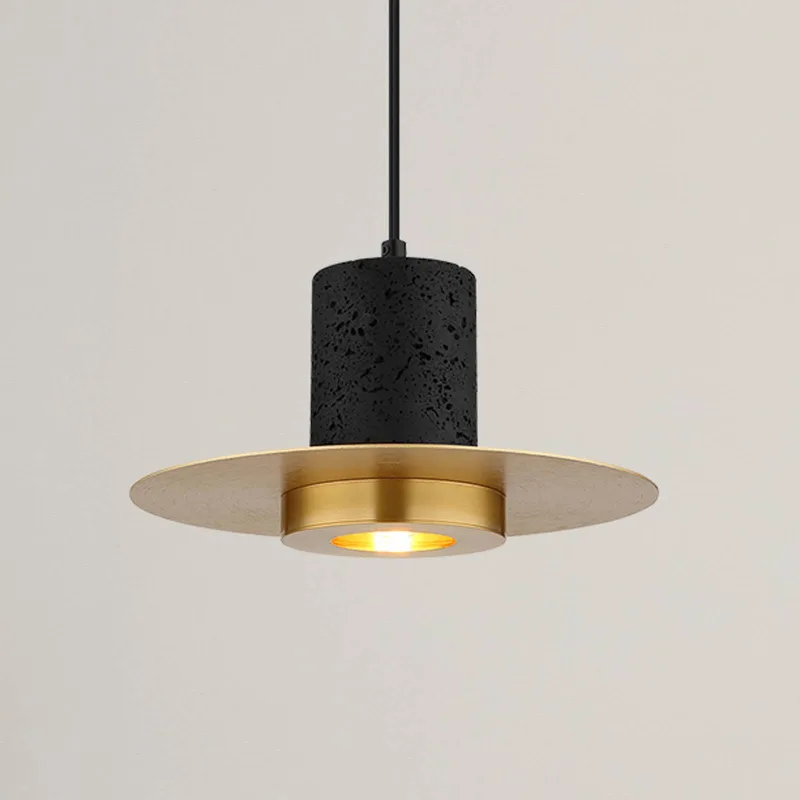 Hanglamp Shanna Ø 28 cm, zwart/messing, steen/metaal de Globo en Noir, Laiton – photo produit