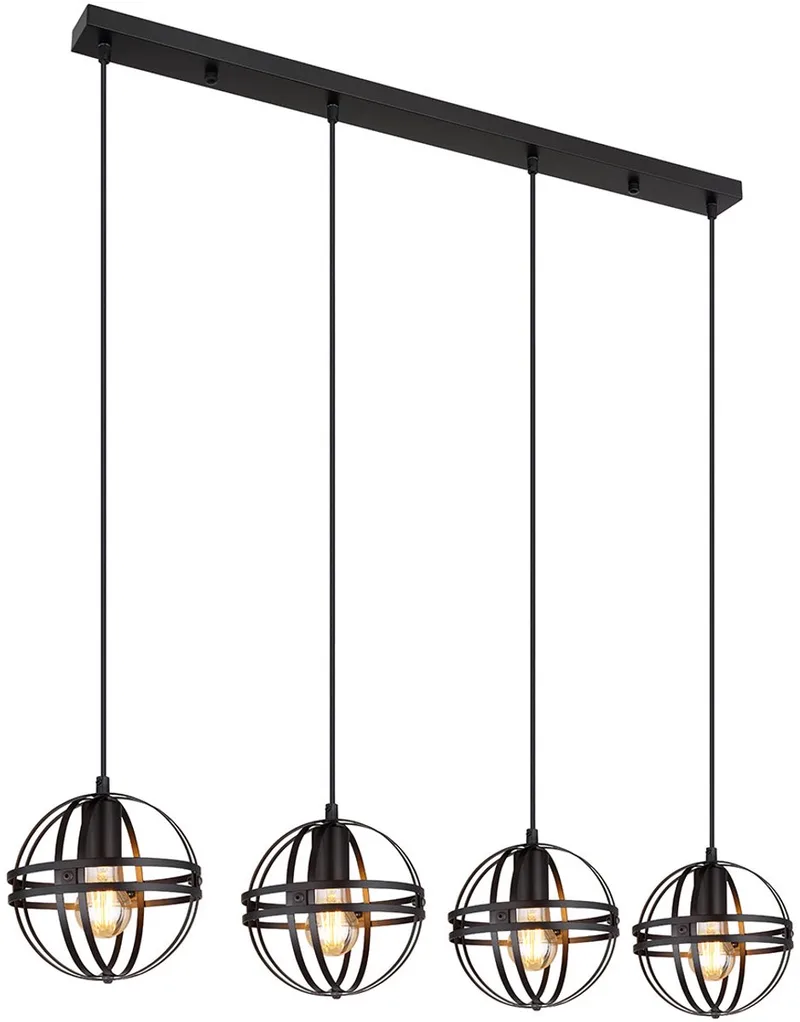 hanglamp - Tamara - metaal - grote eettafellamp - E27 - 15639-4H by Globo in Black – product photo 1 of 3