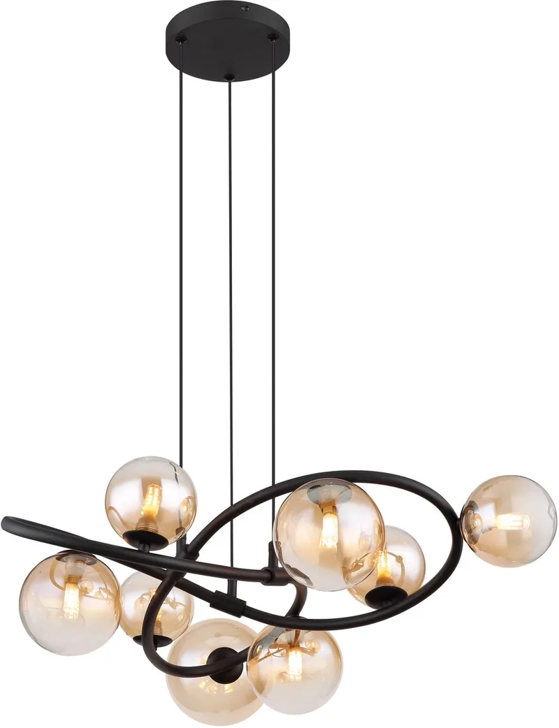 hanglamp - Tuberius - zwart - glas metaal - Ø 65cm - G9 - 56141-8H von Globo in Messing – Produktfoto