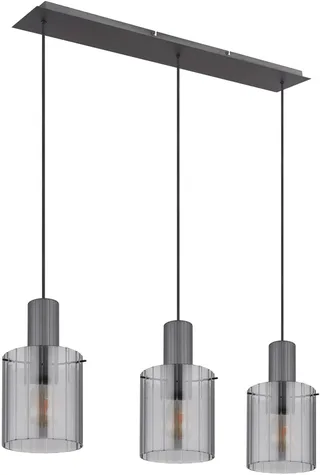 hanglamp - TULIVAR - glas - grote eettafellamp - E27 - 15904-3H van Globo in Zwart – productfoto 1 van 3