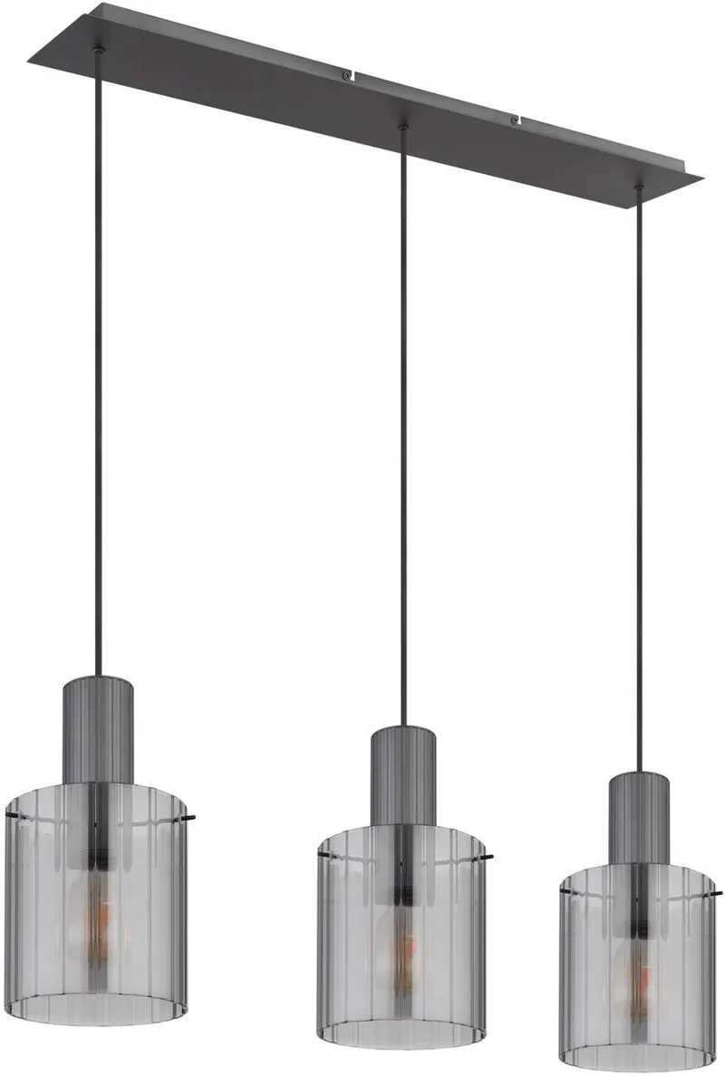 hanglamp - TULIVAR - glas - grote eettafellamp - E27 - 15904-3H van Globo in Zwart – productfoto 1 van 3
