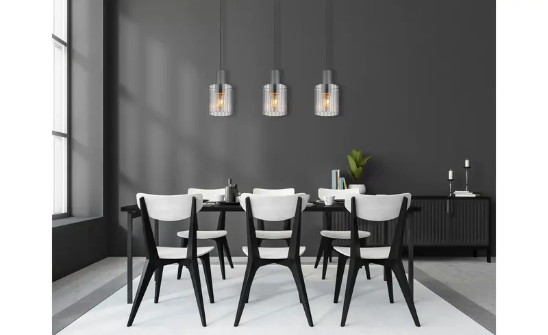 hanglamp - TULIVAR - glas - grote eettafellamp - E27 - 15904-3H van Globo in Zwart – productfoto 3 van 3