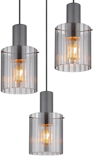 hanglamp - TULIVAR - glas - Ø 48cm - E27 - 15904-3HR de Globo en Noir – photo produit 1 sur 3